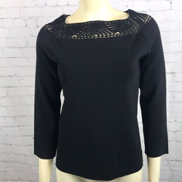 Cable & Gauge Knit Crochet Top, EUC Black Medium - Picture 1 of 5